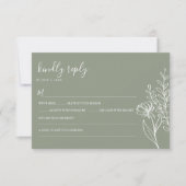 Modern Sage Green Boho Hochzeit Einfaches Elegant RSVP Karte (Vorderseite)