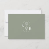 Modern Sage Green Boho Hochzeit Einfaches Elegant RSVP Karte (Rückseite)