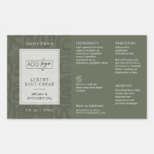 Modern Sage Green Boho Logo 4OZ Cosmetic Bottle Rechteckiger Aufkleber (Vorderseite)