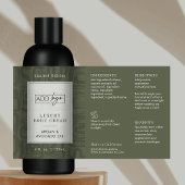 Modern Sage Green Boho Logo 4OZ Cosmetic Bottle Rechteckiger Aufkleber