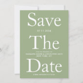 Modern Sage Green Bold Letters Save the Date (Vorderseite)