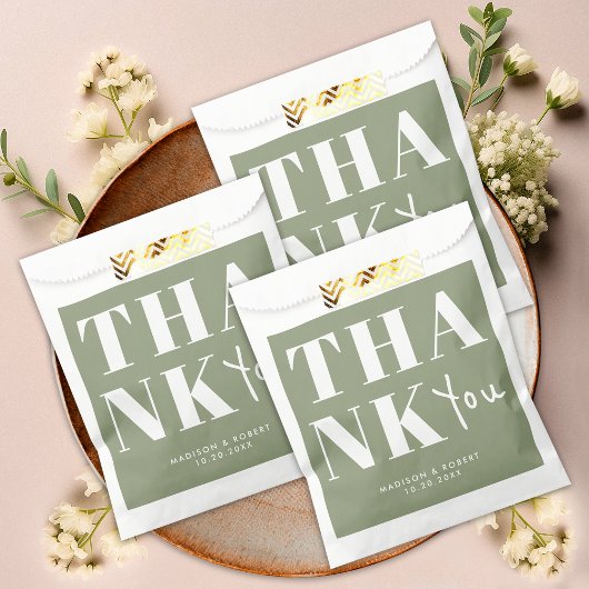 Modern Sage Green Bold Vielen Dank für Ihre Hochze Geschenktütchen