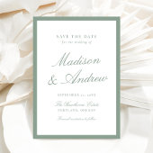 Modern Sage Green Border Photo Wedding Save The Date