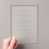Modern Sage Green Border Wedding Acryleinladungen (Insitu (Handheld))
