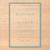 Modern Sage Green Border Wedding Acryleinladungen (Vorderseite)
