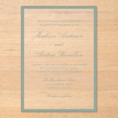 Modern Sage Green Border Wedding Acryleinladungen (Vorderseite)
