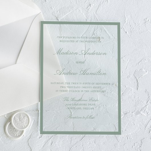 Modern Sage Green Border Wedding Acryleinladungen