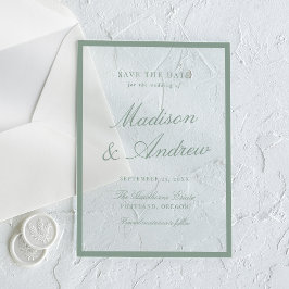 Modern Sage Green Border Wedding Save the Date Acryleinladungen