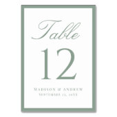 Modern Sage Green Border Wedding Tischnummer (Vorderseite)