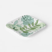 Modern Sage Green Botanical Leaf Pattern Pappteller (Gewinkelt)