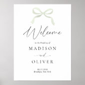 Modern Sage Green Bow Monogram Wedding Welcome Poster (Vorne)