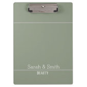 Modern Sage Green Business Office Name Custom   Klemmbrett (Vorderseite)