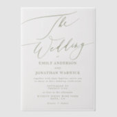 Modern Sage Green Calligraphy Simple Wedding Pergament Einladungen (Vorderseite)