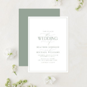 Modern Sage Green Calligraphy Wedding Einladung