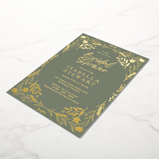 Modern Sage Green Chic Boho Floral Brautparty Folieneinladung (Gedreht)