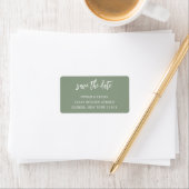 Modern Sage Green Chice Script Save the Date Adressaufkleber (Insitu)