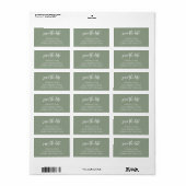 Modern Sage Green Chice Script Save the Date Adressaufkleber (Vorne)