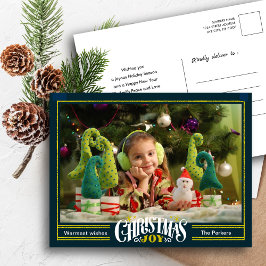 Modern Sage Green Christmas JOY Minimalistisches F Feiertagspostkarte