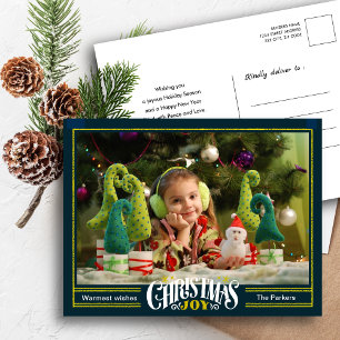 Modern Sage Green Christmas JOY Minimalistisches F Feiertagspostkarte
