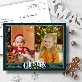 Modern Sage Green Christmas JOY Minimalistisches F Feiertagspostkarte