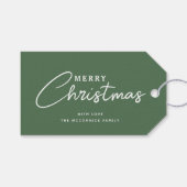 Modern Sage Green Christmas Script Personalisiert Geschenkanhänger (Vorderseite (Horizontal))