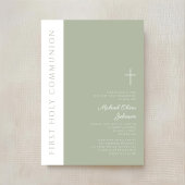 Modern Sage Green Cross Erste Heilige Kommune Einladung
