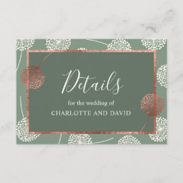 Modern Sage Green Dandelcard Einsteckkarte Begleitkarte