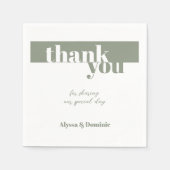 Modern Sage Green Danke Hochzeit Serviette (Vorderseite)