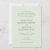 Modern Sage Green Elegante Hochzeit Einladung (Vorderseite)