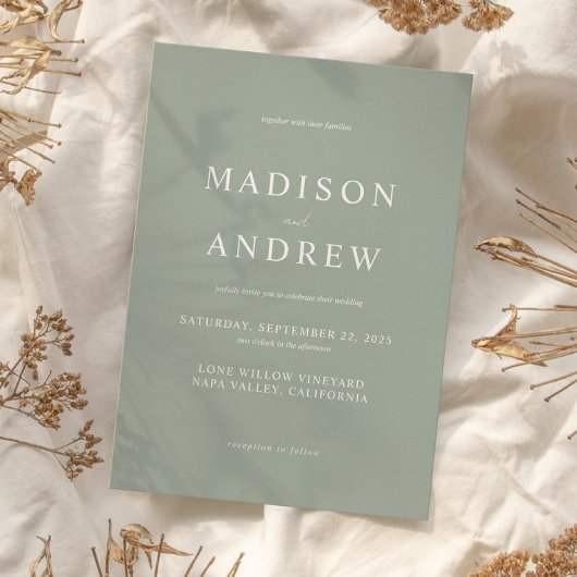 Modern Sage Green Elegante Hochzeit Einladung