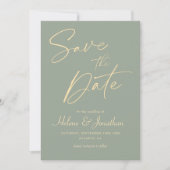 Modern Sage Green Elegante Minimalistische Hochzei Save The Date (Vorderseite)