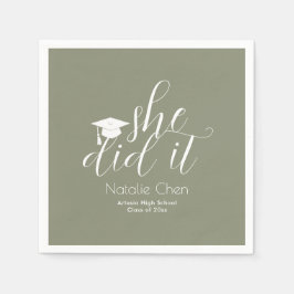 Modern Sage Green Elegante Schriftartes Abschluss Serviette