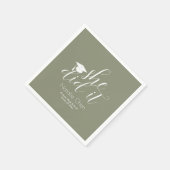 Modern Sage Green Elegante Schriftartes Abschluss Serviette (Ecke)