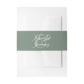 Modern Sage Green Elegante White Script Hochzeit Einladungsbanderole (Vorderseite Beispiel)