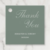 Modern Sage Green Elegante White Script Hochzeit Geschenkanhänger (Vorderseite)