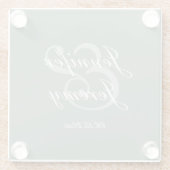 Modern Sage Green Elegante White Script Hochzeit Glasuntersetzer (Rückseite)