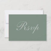 Modern Sage Green Elegante White Script Hochzeit RSVP Karte (Rückseite)