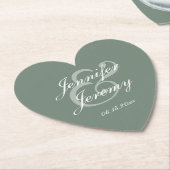 Modern Sage Green Elegante White Script Hochzeit Untersetzer (angewinkelt)