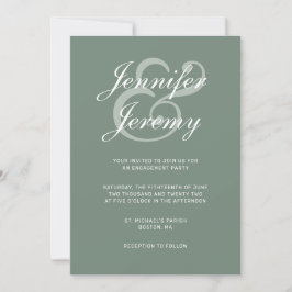 Modern Sage Green Elegante White Script Verlobung Einladung