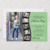 Modern Sage Green Filmstrip 6 Foto Abschluss Einladung (Vorderseite)