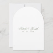 Modern Sage Green Floral Botanical Arched Wedding Einladung (Rückseite)