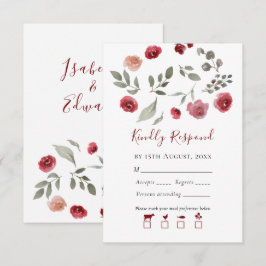 Modern Sage Green Foliage Burgundy UAWG Ca RSVP Karte