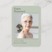 Modern Sage Green Funeral Psalm 23 Prayer Card Visitenkarte (Vorderseite)