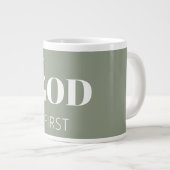 Modern Sage Green God First Faith Saying Slogan Jumbo-Tasse (Vorderseite Rechts)