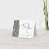 Modern Sage Green Gold Agate Hochzeit Vielen Dank Karte (Vorderseite)