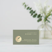 Modern Sage Green Gold Feather Logo Notary Service Visitenkarte (Stehend Vorderseite)