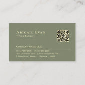 Modern Sage Green Gold Feather Logo Notary Service Visitenkarte (Rückseite)