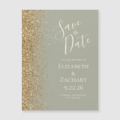 Modern Sage Green Gold Save the Date Magnetkarte (Vorderseite)