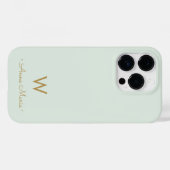 Modern Sage Green Gold Script Monogram Case-Mate iPhone Hülle (Rückseite (Horizontal))