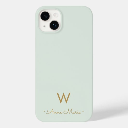 Modern Sage Green Gold Script Monogram Case-Mate iPhone Hülle (Rückseite)